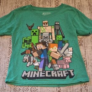 Minecraft Characters Green Kids T-Shirt Sz Small